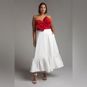 Anthropologie Hutch Red Colorblocked Bow-Tie Maxi Dress